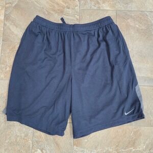 VTG Nike Dri-FIT Mens Mesh Basketball Shorts Navy Blue Grey XXL